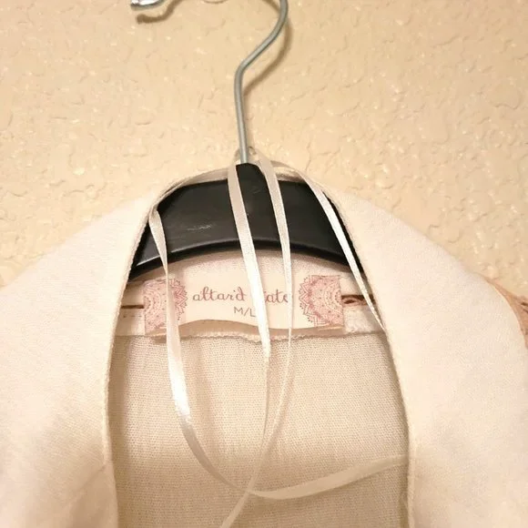 Altar'd State Womens Duster Cream M/L Crochet Trim Kimono Open Front - Picture 6 of 7